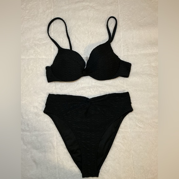 Victoria's Secret Other - Victoria Secret Black Textured Bikini Set